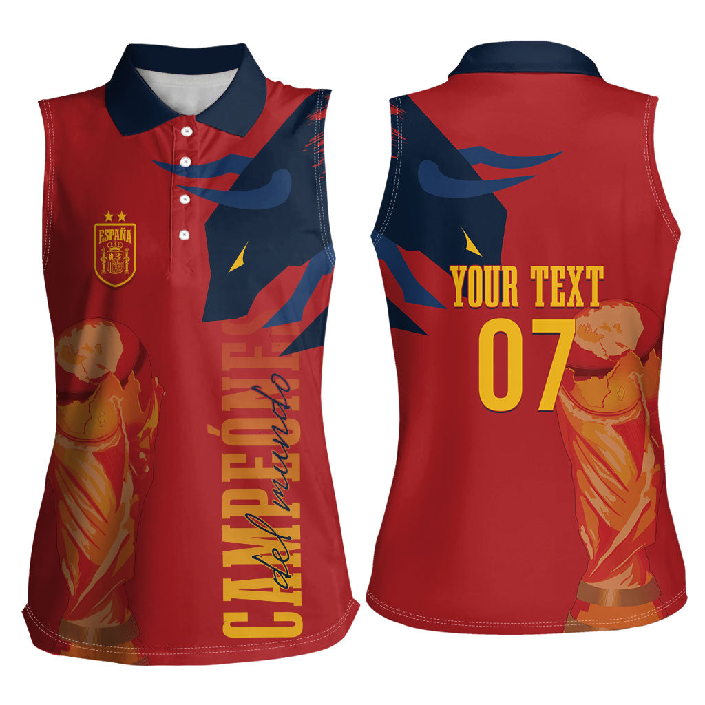 La Furia Roja Espana Custom Women Sleeveless Polo Shirt Campeones del Mundo 2026
