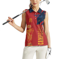 La Furia Roja Espana Custom Women Sleeveless Polo Shirt Campeones del Mundo 2026