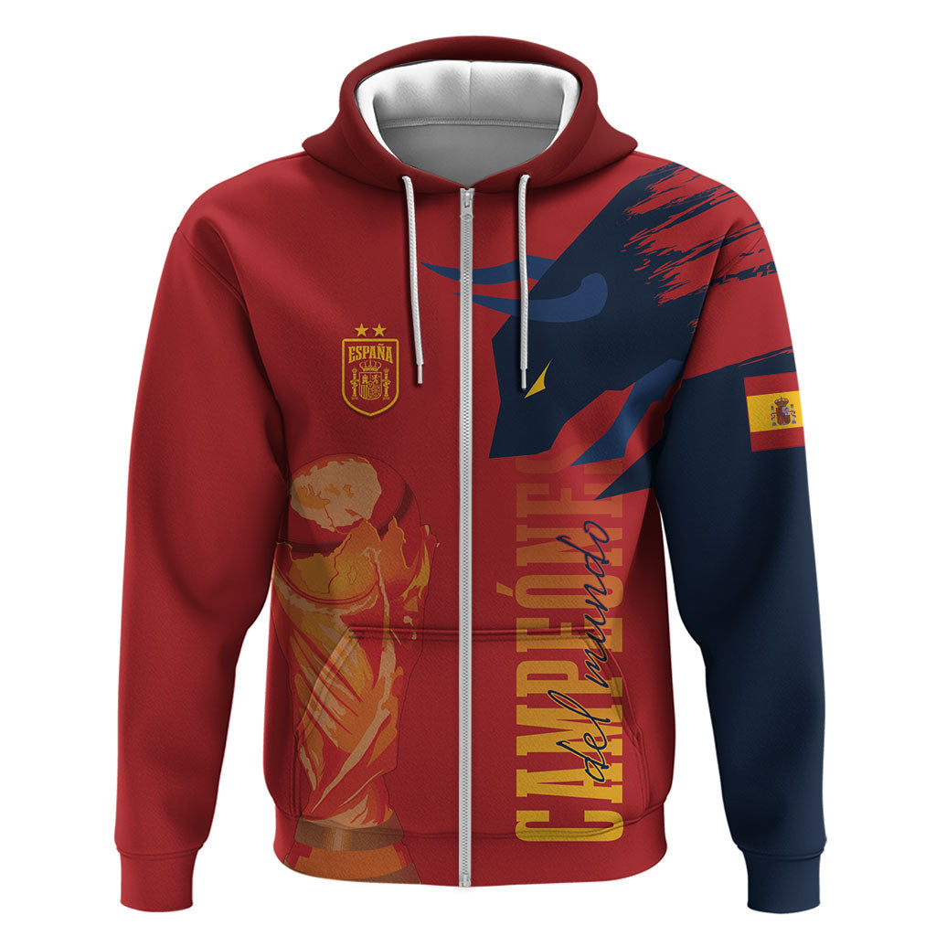 La Furia Roja Espana Custom Zip Hoodie Campeones del Mundo 2026