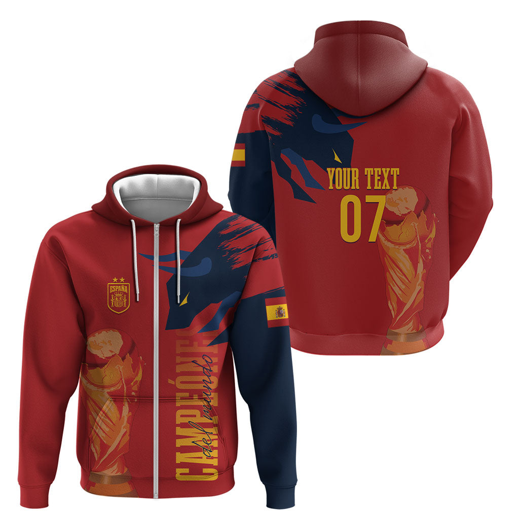 La Furia Roja Espana Custom Zip Hoodie Campeones del Mundo 2026