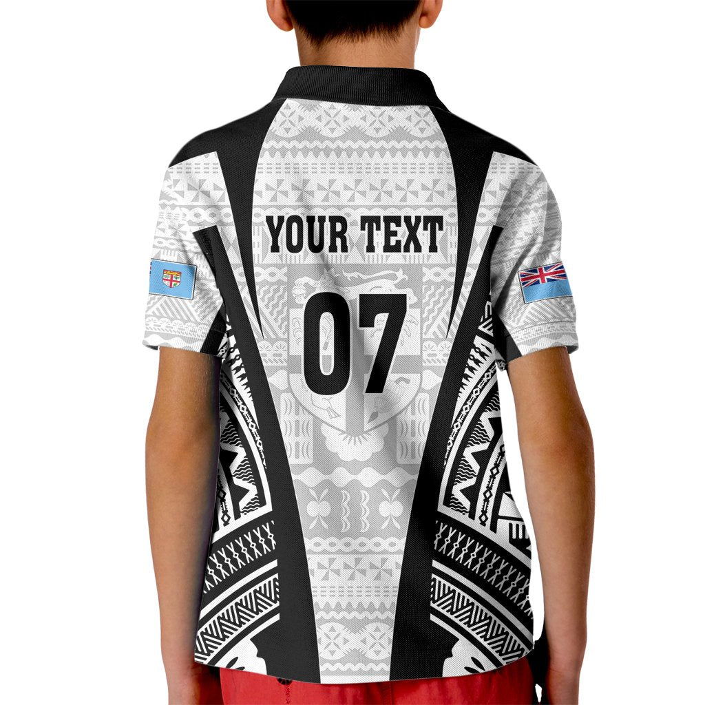Personalised Fiji Rugby Kid Polo Shirt 2023 World Cup History Makers - White Ver - Wonder Print Shop