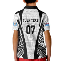 Personalised Fiji Rugby Kid Polo Shirt 2023 World Cup History Makers - White Ver - Wonder Print Shop