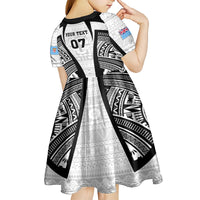 Personalised Fiji Rugby Kid Short Sleeve Dress 2023 World Cup History Makers - White Ver - Wonder Print Shop