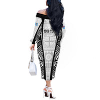 Personalised Fiji Rugby Off The Shoulder Long Sleeve Dress 2023 World Cup History Makers - White Ver - Wonder Print Shop