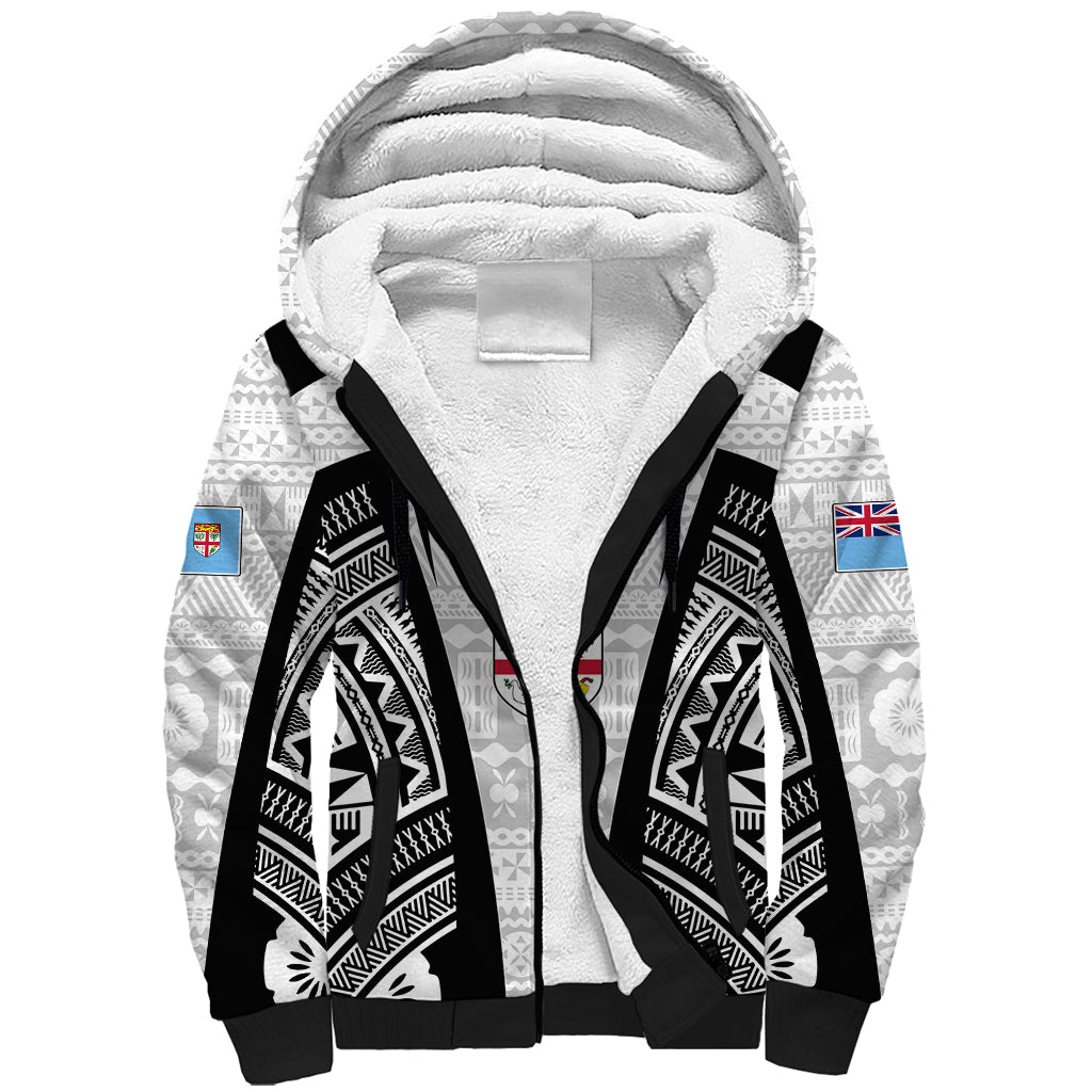 Personalised Fiji Rugby Sherpa Hoodie 2023 World Cup History Makers - White Ver - Wonder Print Shop