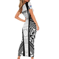 Personalised Fiji Rugby Short Sleeve Bodycon Dress 2023 World Cup History Makers - White Ver - Wonder Print Shop