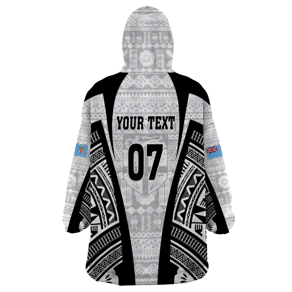 Personalised Fiji Rugby Wearable Blanket Hoodie 2023 World Cup History Makers - White Ver - Wonder Print Shop