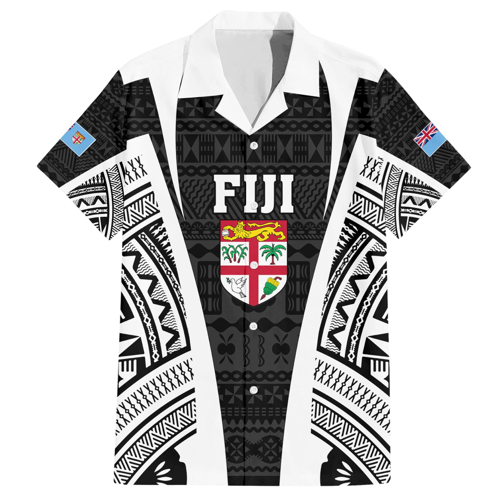 personalised-fiji-rugby-hawaiian-shirt-2023-world-cup-history-makers-black-ver