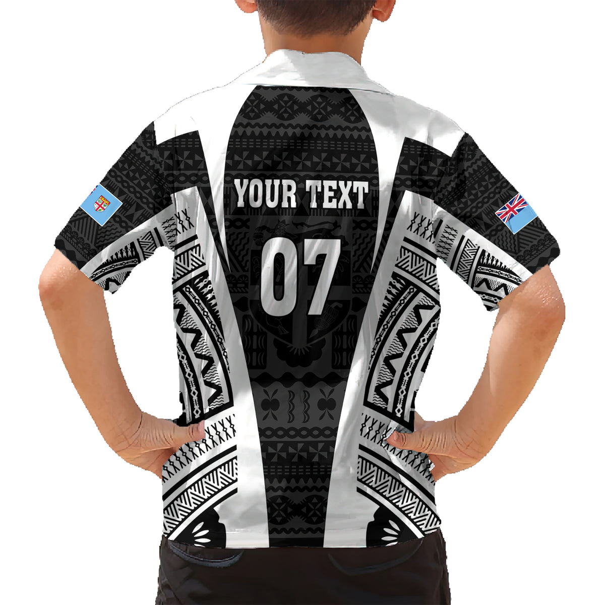 Personalised Fiji Rugby Kid Hawaiian Shirt 2023 World Cup History Makers - Black Ver - Wonder Print Shop
