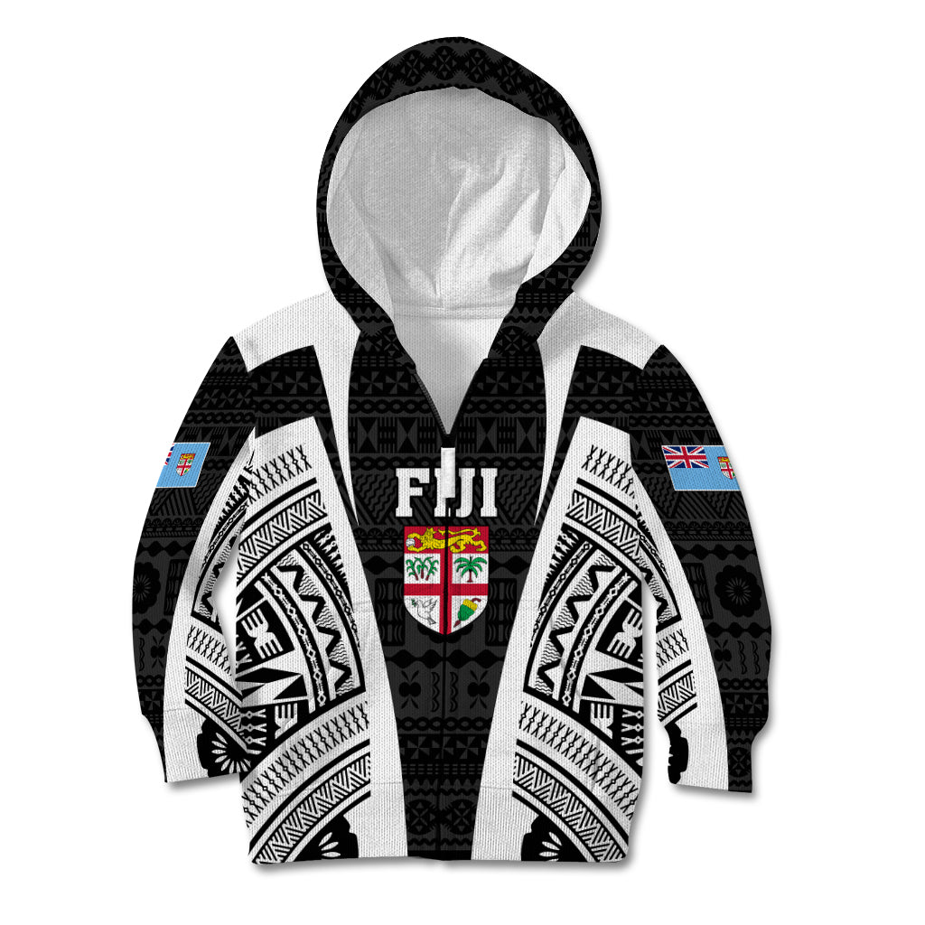Personalised Fiji Rugby Kid Hoodie 2023 World Cup History Makers - Black Ver - Wonder Print Shop