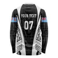 Personalised Fiji Rugby Long Sleeve Shirt 2023 World Cup History Makers - Black Ver - Wonder Print Shop