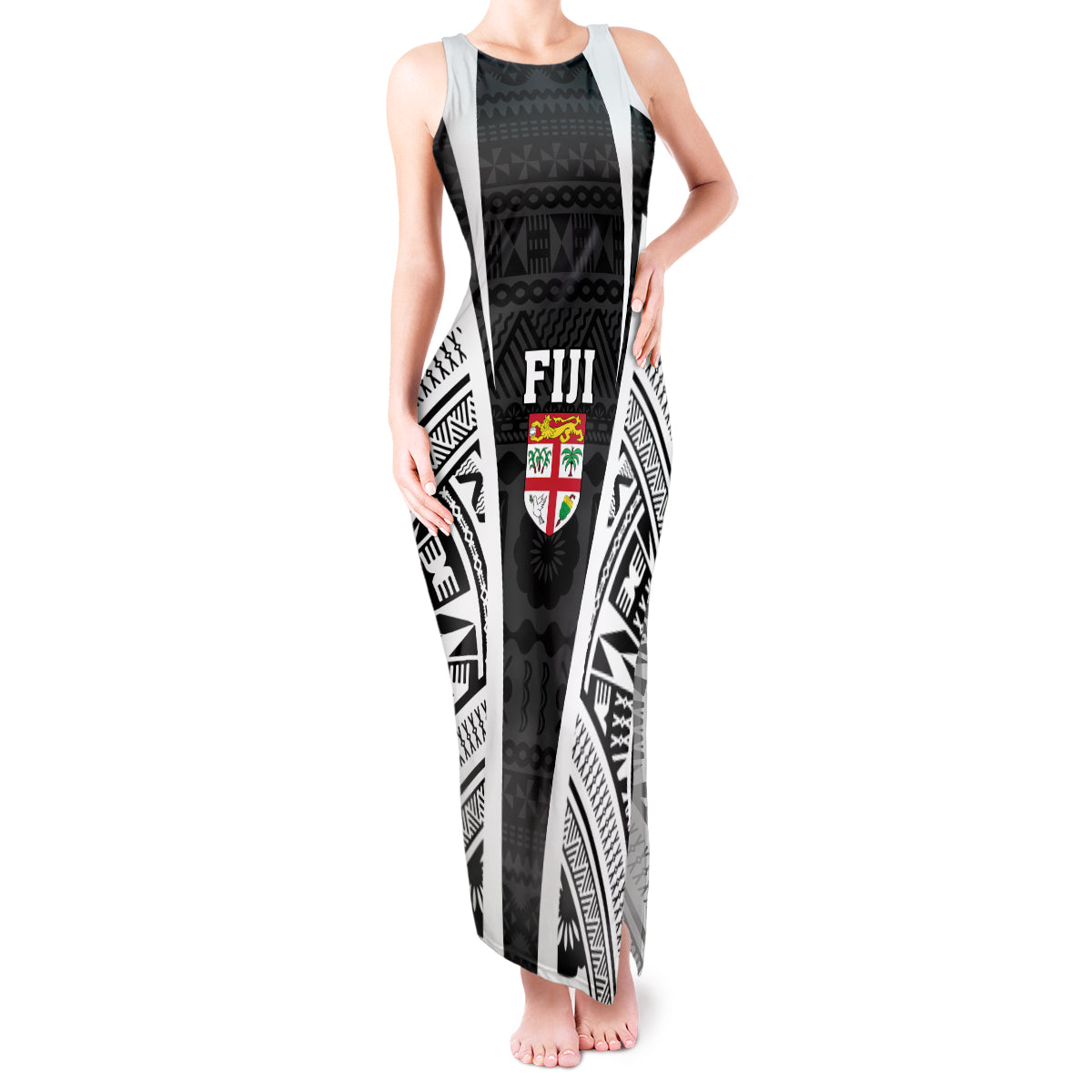 Personalised Fiji Rugby Tank Maxi Dress 2023 World Cup History Makers - Black Ver - Wonder Print Shop