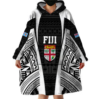 Personalised Fiji Rugby Wearable Blanket Hoodie 2023 World Cup History Makers - Black Ver - Wonder Print Shop