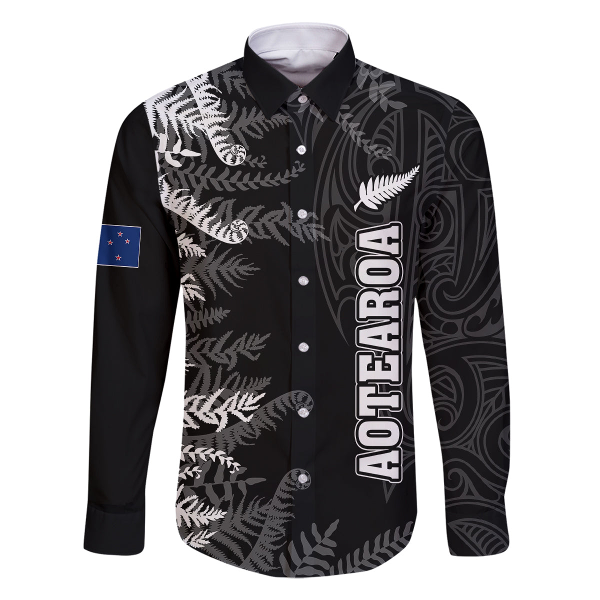 Personalised New Zealand Rugby Family Matching Long Sleeve Bodycon Dress and Hawaiian Shirt Silver Fern Basic 2023 World Cup LT7 - Wonder Print Shop