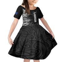 Personalised New Zealand Rugby Family Matching Short Sleeve Bodycon Dress and Hawaiian Shirt Silver Fern Basic 2023 World Cup - Wonder Print Shop