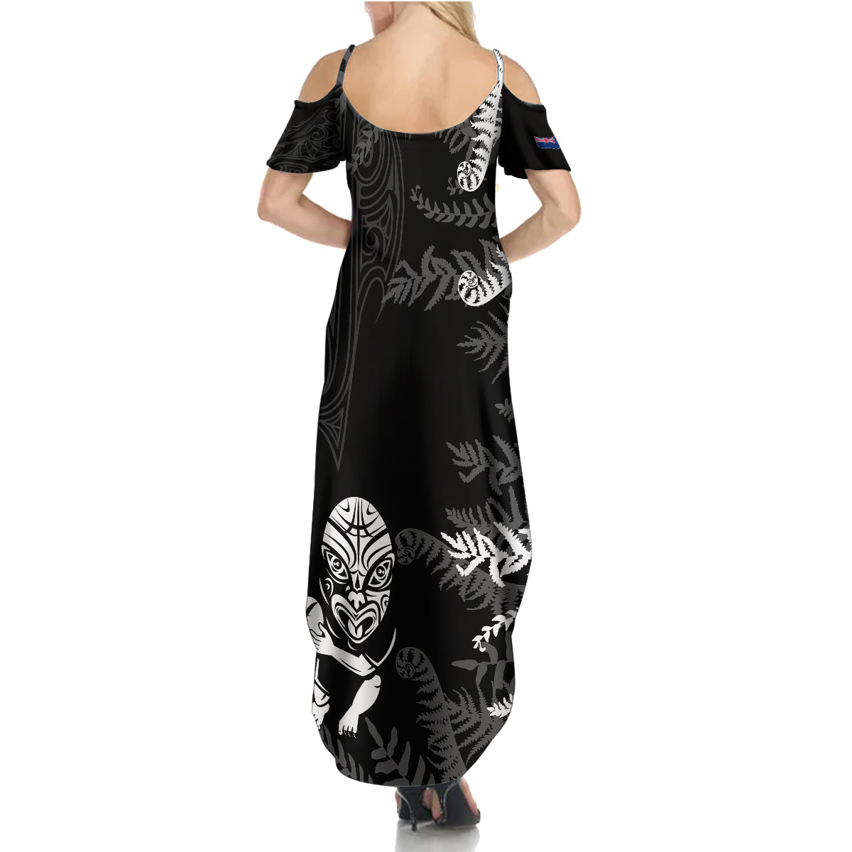 Personalised New Zealand Rugby Family Matching Summer Maxi Dress and Hawaiian Shirt Silver Fern Basic 2023 World Cup - Wonder Print Shop