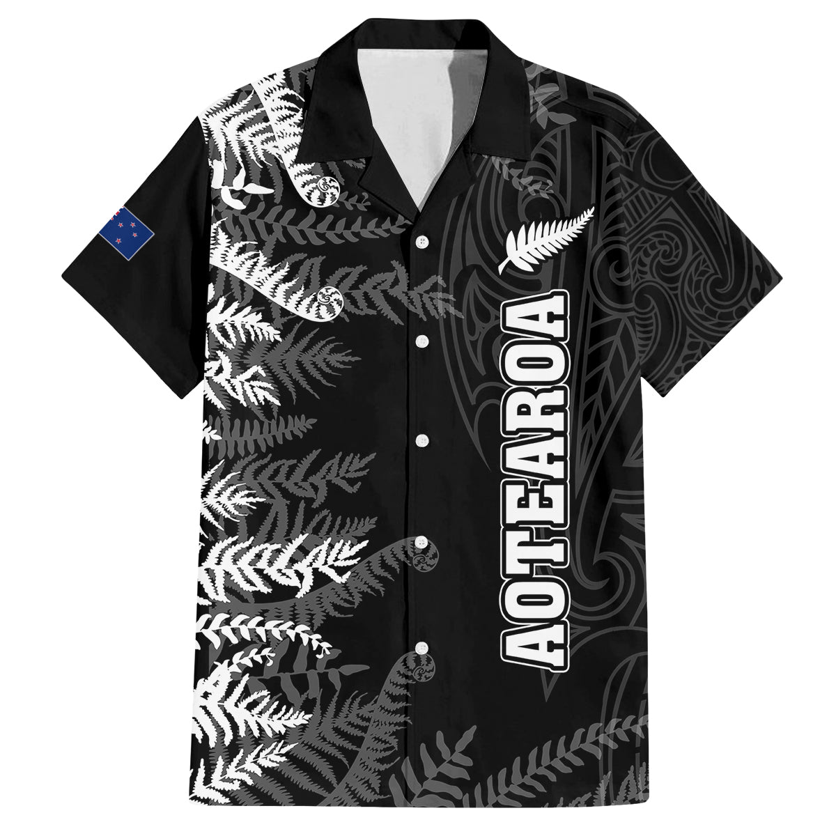 Personalised New Zealand Rugby Family Matching Tank Maxi Dress and Hawaiian Shirt Silver Fern Basic 2023 World Cup - Wonder Print Shop