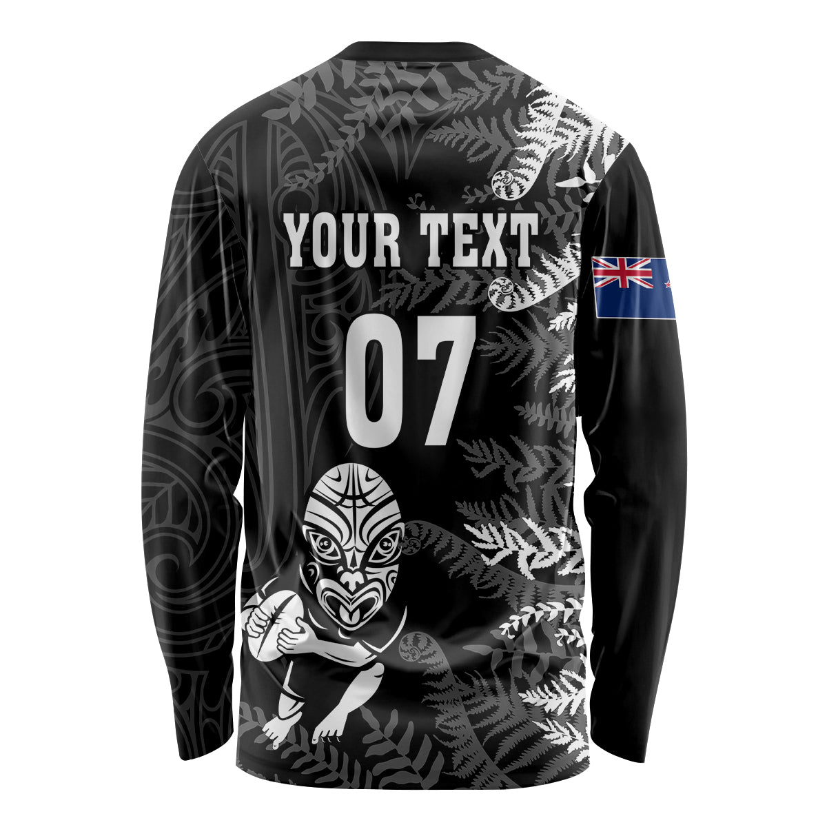Personalised New Zealand Rugby Long Sleeve Shirt Silver Fern Basic 2023 World Cup - Wonder Print Shop