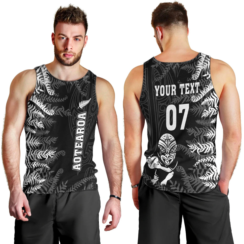 Personalised New Zealand Rugby Men Tank Top Silver Fern Basic 2023 World Cup - Wonder Print Shop