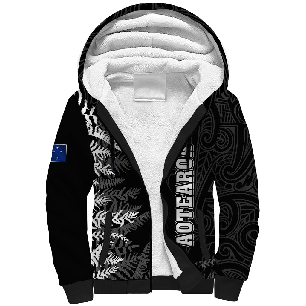 Personalised New Zealand Rugby Sherpa Hoodie Silver Fern Basic 2023 World Cup - Wonder Print Shop