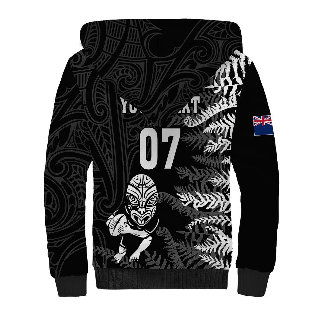 Personalised New Zealand Rugby Sherpa Hoodie Silver Fern Basic 2023 World Cup - Wonder Print Shop