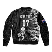 Personalised New Zealand Rugby Sleeve Zip Bomber Jacket Silver Fern Basic 2023 World Cup - Wonder Print Shop