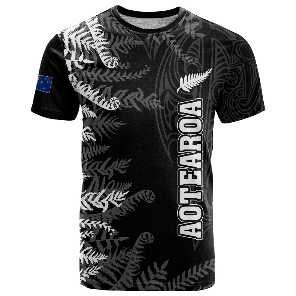 Personalised New Zealand Rugby T Shirt Silver Fern Basic 2023 World Cup - Wonder Print Shop