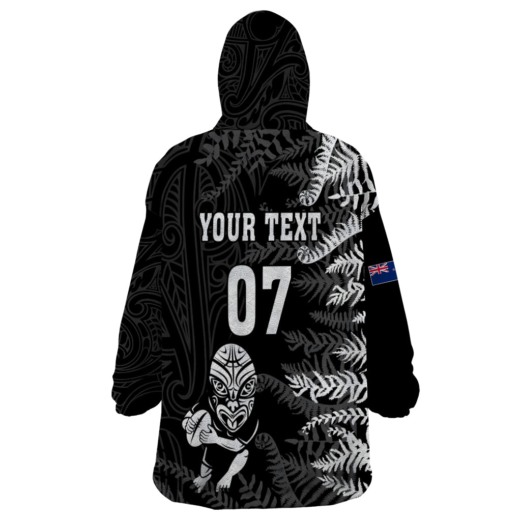 Personalised New Zealand Rugby Wearable Blanket Hoodie Silver Fern Basic 2023 World Cup - Wonder Print Shop