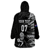 Personalised New Zealand Rugby Wearable Blanket Hoodie Silver Fern Basic 2023 World Cup - Wonder Print Shop