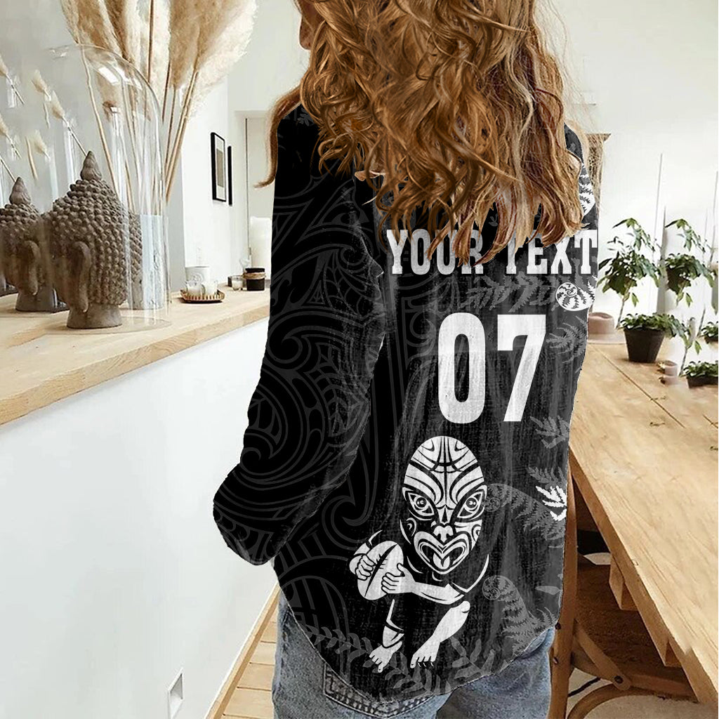 Personalised New Zealand Rugby Women Casual Shirt Silver Fern Basic 2023 World Cup - Wonder Print Shop