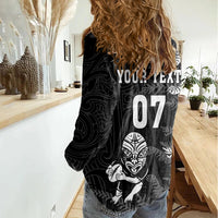 Personalised New Zealand Rugby Women Casual Shirt Silver Fern Basic 2023 World Cup - Wonder Print Shop