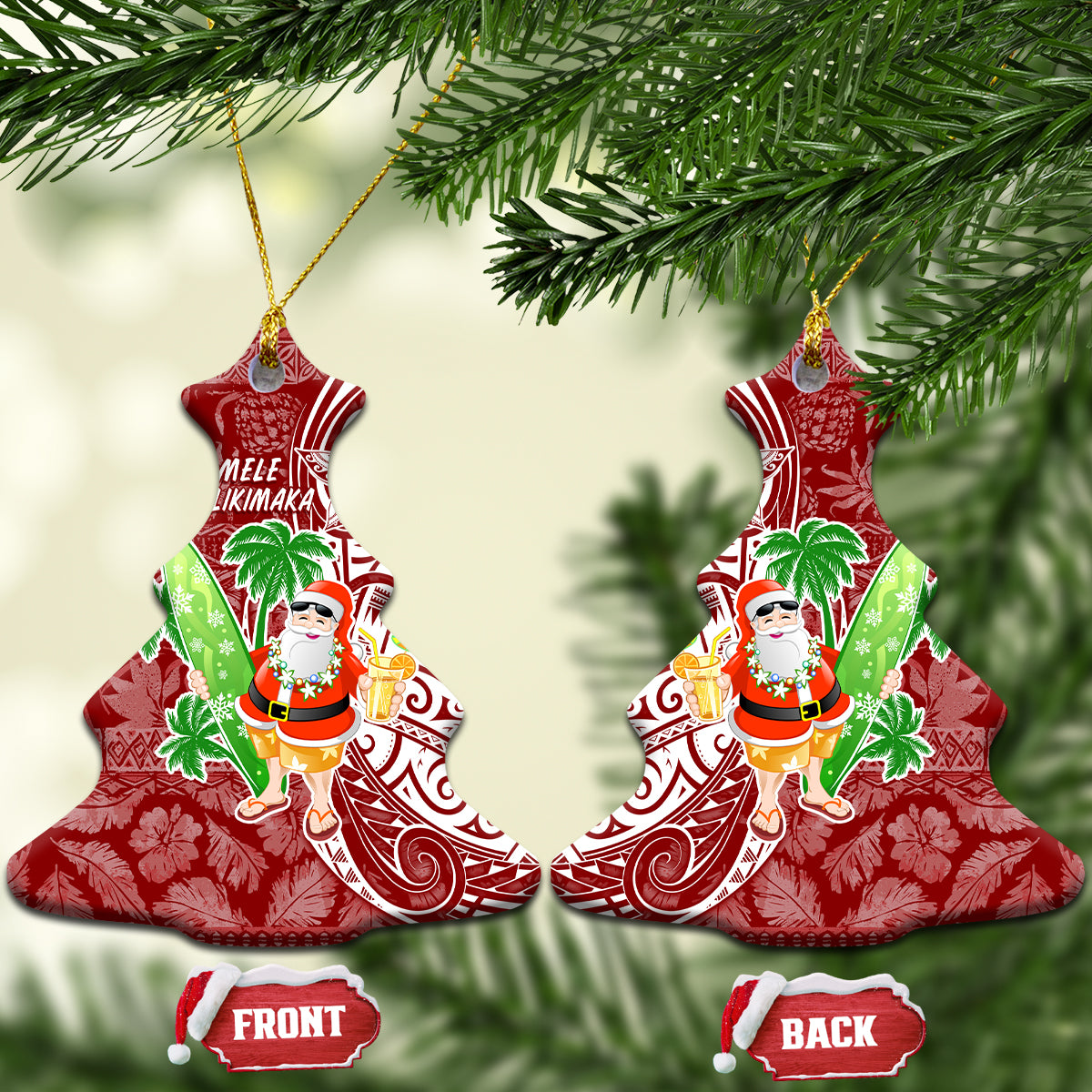 Hawaii Christmas Mele Kalikimaka Ceramic Ornament Santa Claus LT7 - Wonder Print Shop