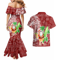 Hawaii Christmas Mele Kalikimaka Couples Matching Mermaid Dress and Hawaiian Shirt Santa Claus LT7 - Wonder Print Shop