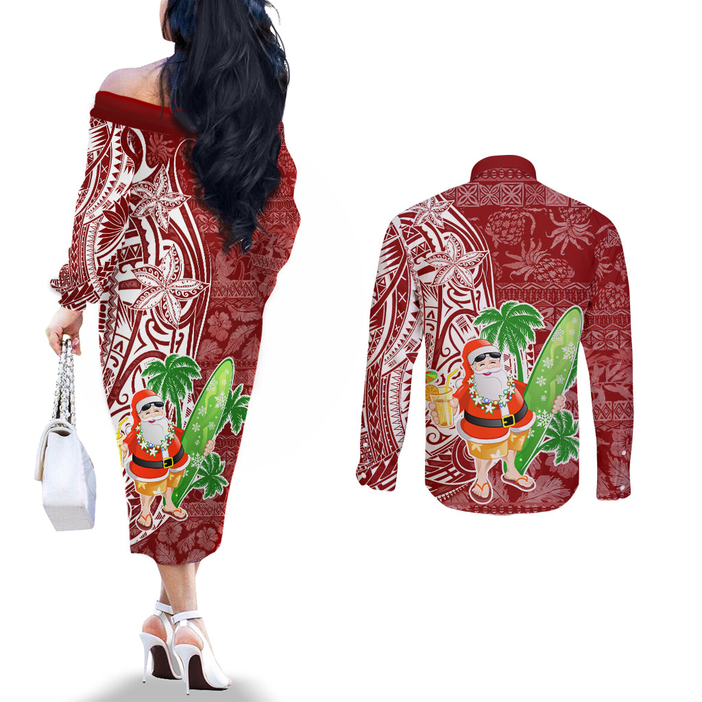 hawaii-christmas-mele-kalikimaka-couples-matching-off-the-shoulder-long-sleeve-dress-and-long-sleeve-button-shirt-santa-claus