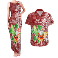 Hawaii Christmas Mele Kalikimaka Couples Matching Tank Maxi Dress and Hawaiian Shirt Santa Claus LT7 - Wonder Print Shop