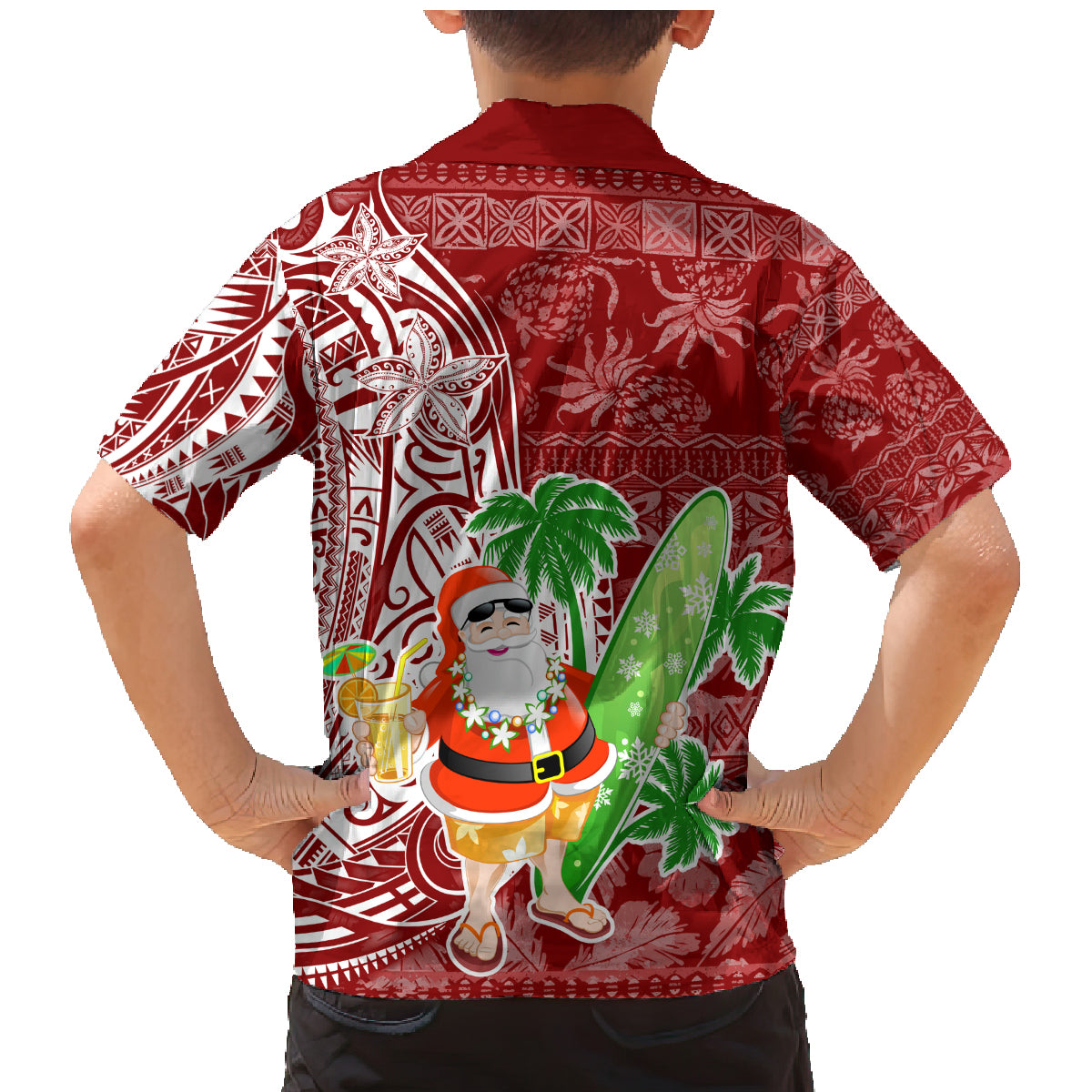 Hawaii Christmas Mele Kalikimaka Family Matching Mermaid Dress and Hawaiian Shirt Santa Claus LT7 - Wonder Print Shop