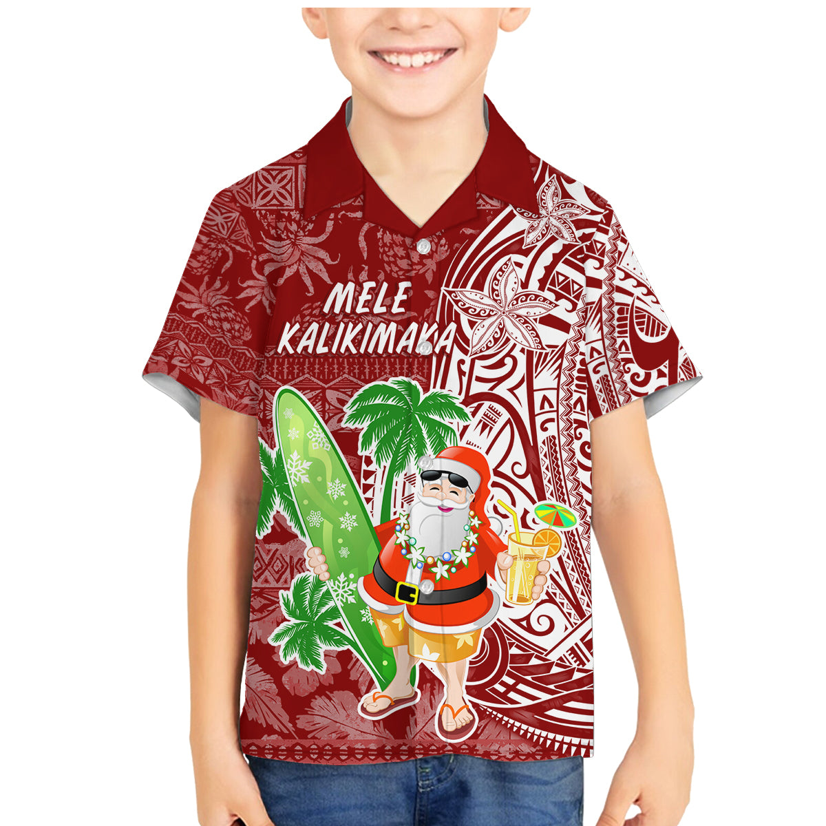 Hawaii Christmas Mele Kalikimaka Family Matching Mermaid Dress and Hawaiian Shirt Santa Claus LT7 - Wonder Print Shop