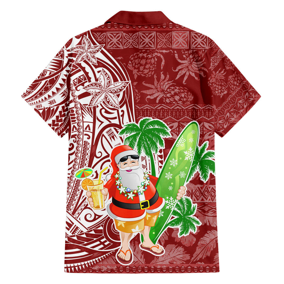 Hawaii Christmas Mele Kalikimaka Family Matching Off Shoulder Long Sleeve Dress and Hawaiian Shirt Santa Claus - Wonder Print Shop