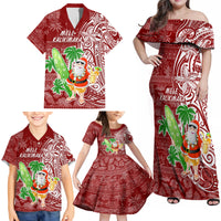 Hawaii Christmas Mele Kalikimaka Family Matching Off Shoulder Maxi Dress and Hawaiian Shirt Santa Claus LT7 - Wonder Print Shop