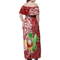 Hawaii Christmas Mele Kalikimaka Family Matching Off Shoulder Maxi Dress and Hawaiian Shirt Santa Claus LT7 - Wonder Print Shop