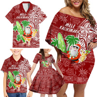 Hawaii Christmas Mele Kalikimaka Family Matching Off Shoulder Short Dress and Hawaiian Shirt Santa Claus LT7 - Wonder Print Shop