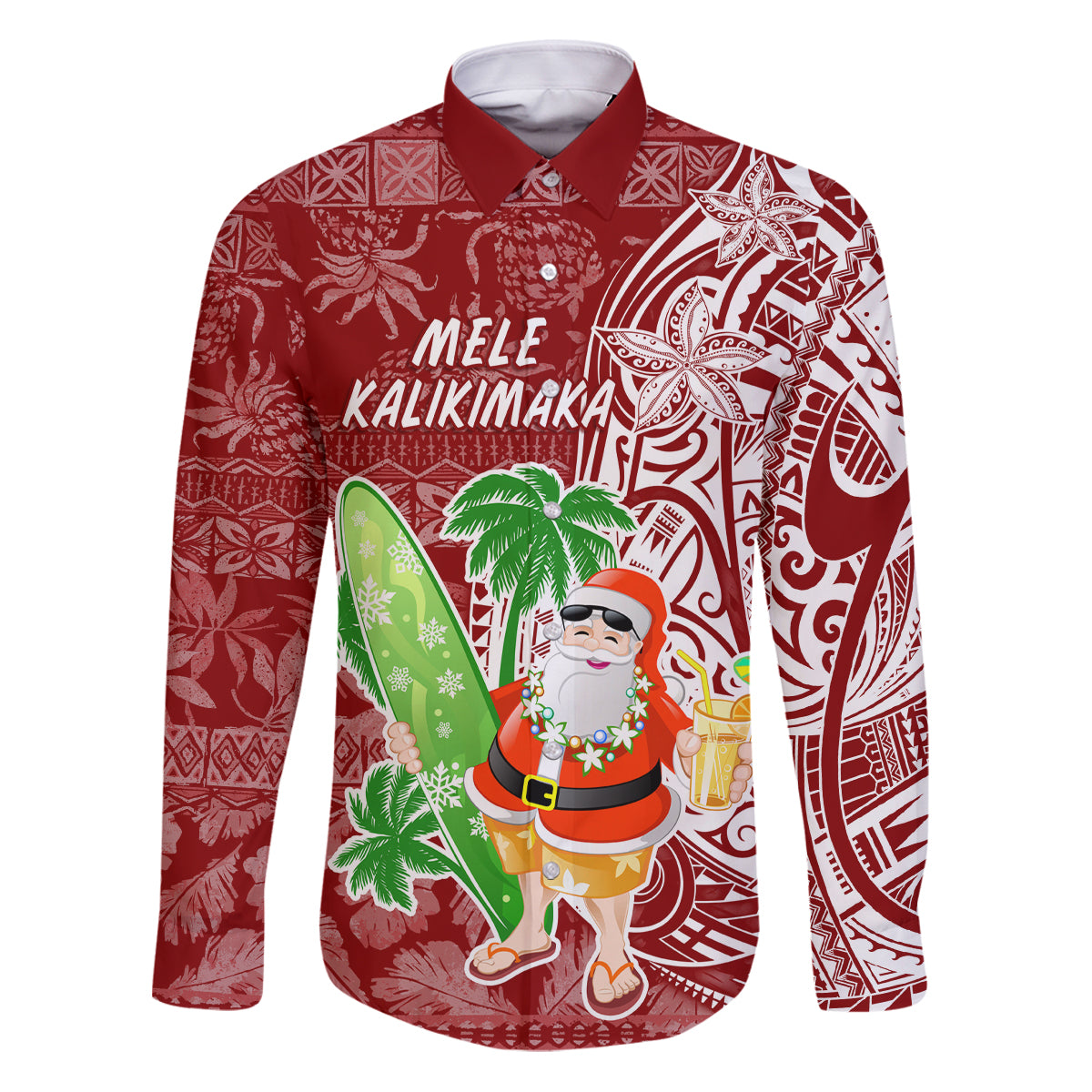 Hawaii Christmas Mele Kalikimaka Family Matching Puletasi Dress and Hawaiian Shirt Santa Claus - Wonder Print Shop