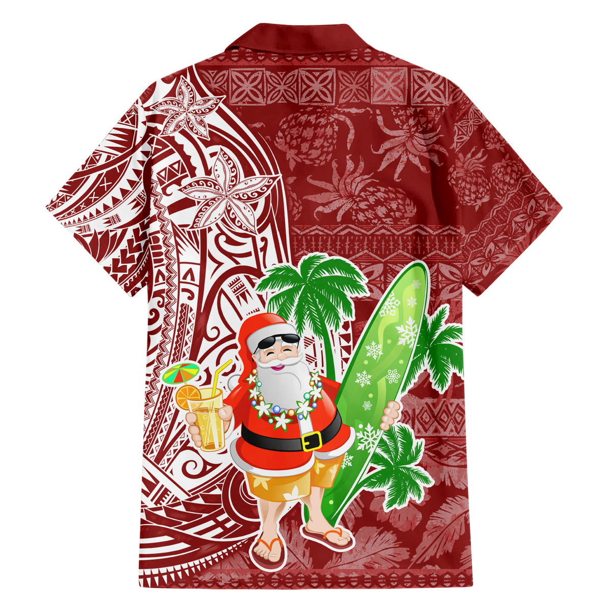 Hawaii Christmas Mele Kalikimaka Family Matching Short Sleeve Bodycon Dress and Hawaiian Shirt Santa Claus - Wonder Print Shop