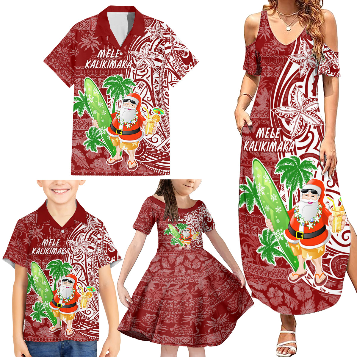 hawaii-christmas-mele-kalikimaka-family-matching-summer-maxi-dress-and-hawaiian-shirt-santa-claus