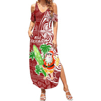 Hawaii Christmas Mele Kalikimaka Family Matching Summer Maxi Dress and Hawaiian Shirt Santa Claus - Wonder Print Shop