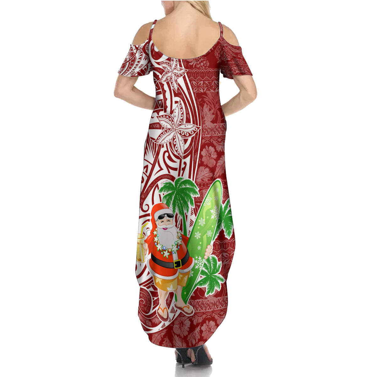 Hawaii Christmas Mele Kalikimaka Family Matching Summer Maxi Dress and Hawaiian Shirt Santa Claus - Wonder Print Shop