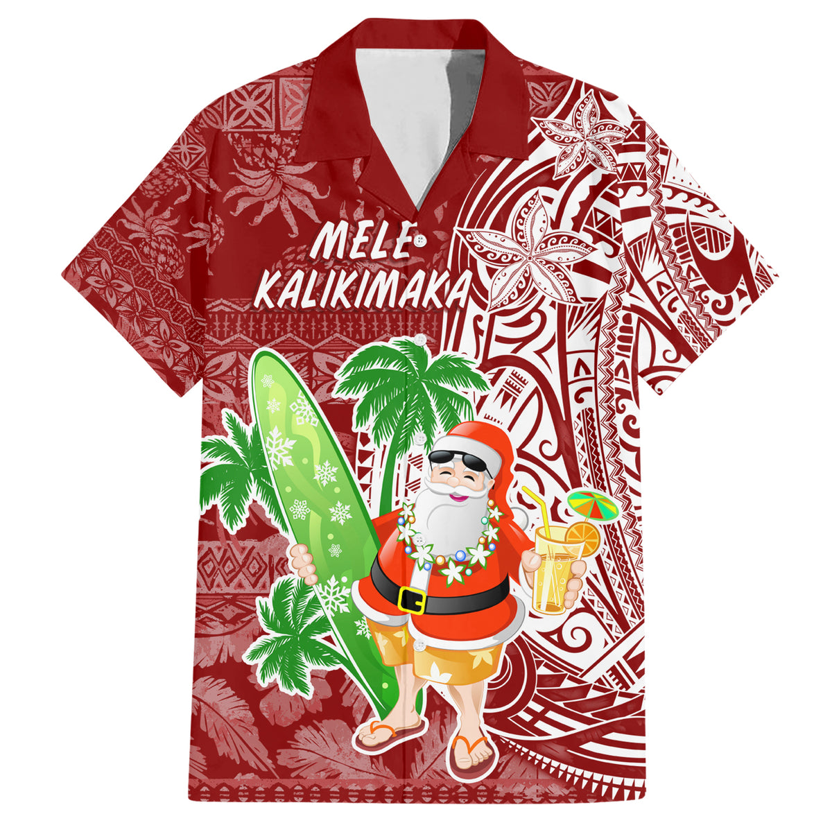 Hawaii Christmas Mele Kalikimaka Hawaiian Shirt Santa Claus - Wonder Print Shop