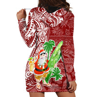 Hawaii Christmas Mele Kalikimaka Hoodie Dress Santa Claus - Wonder Print Shop