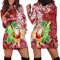 Hawaii Christmas Mele Kalikimaka Hoodie Dress Santa Claus - Wonder Print Shop