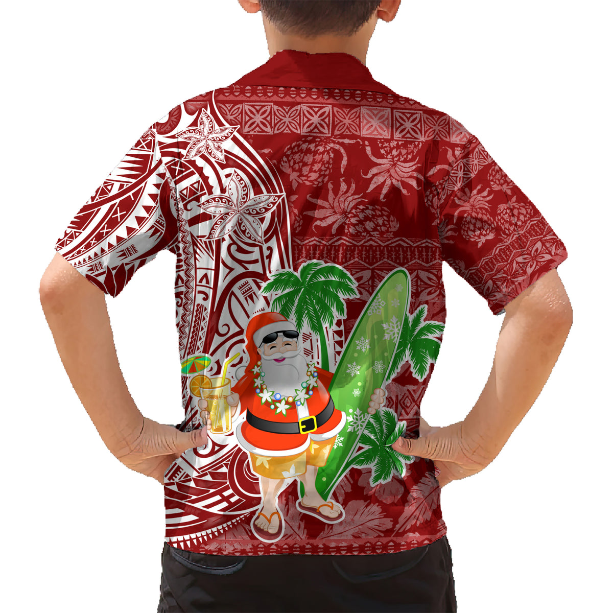 Hawaii Christmas Mele Kalikimaka Kid Hawaiian Shirt Santa Claus - Wonder Print Shop